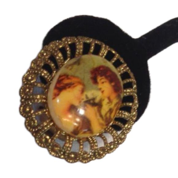Vintage Jewelry - Vintage Victorian Fragonard Courting Scene Earrings